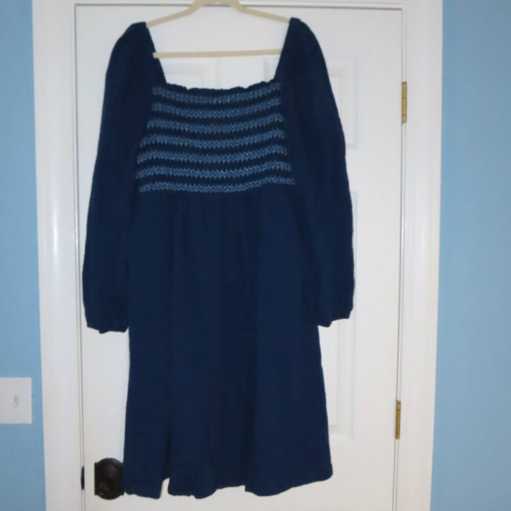Draper James Navy Blue Smocked Midi Dress